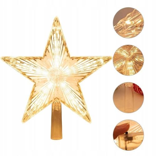 ŚWIECĄCA GWIAZDA NA LED CHOINKĘ CZUBEK OZDOBA DWUSTRONNA BOŻE NARODZENIE ZI na Arena.pl