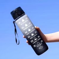 BUTELKA NA WODĘ Bidon Fitness MOTYWACJA Miarka Siłownia 1L Szary Czerny