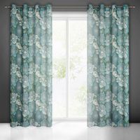 Zasłona gotowa na przelotkach ASTER 140x250 c.miętowa w duże kwiaty