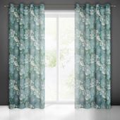 Zasłona gotowa na przelotkach ASTER 140x250 c.miętowa w duże kwiaty