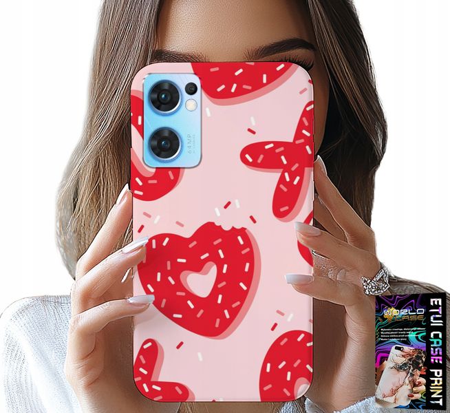 ETUI DO OPPO RENO7 5G - KOBIECE, MODNE WZORY XOXO SERCE + SZKŁO zdjęcie 1