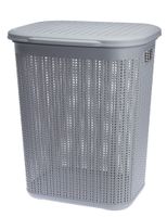Kosz na brudną bieliznę pranie WILLOW 50 l szary jasny sweterkowy ażurowy wzór