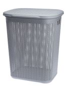 Kosz na brudną bieliznę pranie WILLOW 50 l szary jasny sweterkowy ażurowy wzór