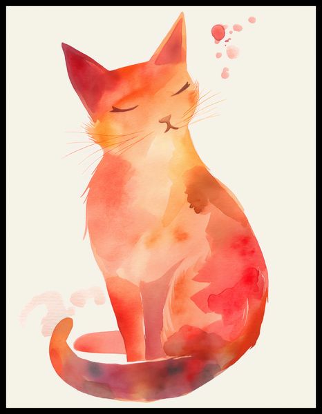 Plakat 50x65cm Akwarelowy Kot zdjęcie 2