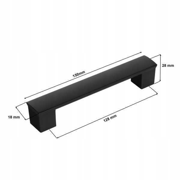 Uchwyt meblowy UC 128mm czarny mat + wkręty zdjęcie 3