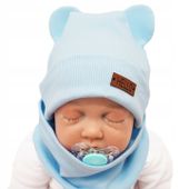 Niebieski KOMPLET Bear czapka komin 38-40 HELLO