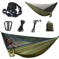 HAMAK DWUOSOBOWY TURYSTYCZNY Z MOSKITIERĄ BIWAK DO 300KG 290X140CM + TORBA