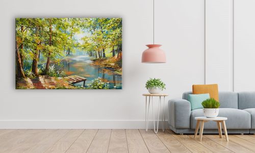 OBRAZ NA PŁÓTNIE 097 Staw w lesie 40x30cm na Arena.pl