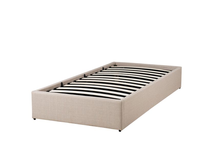 Łóżko z pojemnikiem tapicerowane 90 x 200 cm beżowe DINAN zdjęcie 7