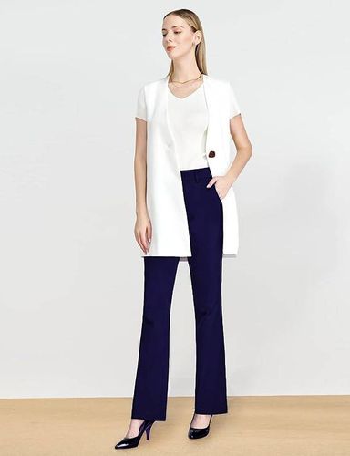 Spodnie Damskie Garniturowe Dzwony Granatowe S Długość 74 cm 5 Kieszeni na Arena.pl