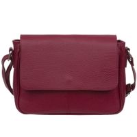 VERA PELLE torebka skórzana listonoszka z klapą i paskiem V556 bordowa