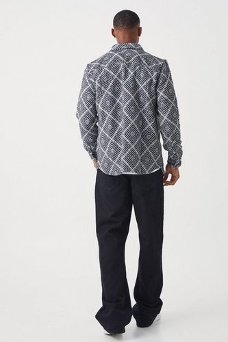 KOSZULA TEKSTUROWANA ŻAKARDOWA KLASYCZNA DŁUGI RĘKAW LUŹNA BOOHOO L na Arena.pl