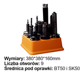 Organizer na oprawki frezy Rozmiar: BT50/SK50 (9 gniazd)