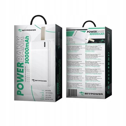 BeePower Power Bank 30000mAh 2 porty do ładowania na Arena.pl