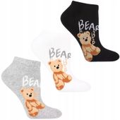 Damskie Skarpetki Stopki z Uroczym Misiem Bawełniane 3-pary MORAJ 38-41