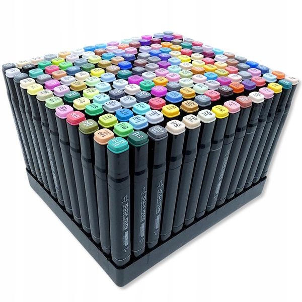 Markery 168 sztuk flamastry pisaki dwustronne alkoholowe precyzyjne + torba zdjęcie 7