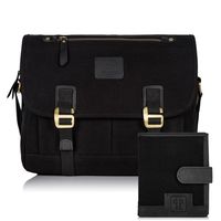 Zestaw torba męska i portfel skórzany Vintage