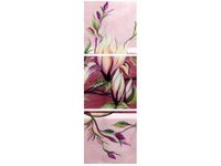 90X30CM SŁODYCZ MAGNOLII PUDROWYM RÓŻU TRÓJ OBRAZ DRUK