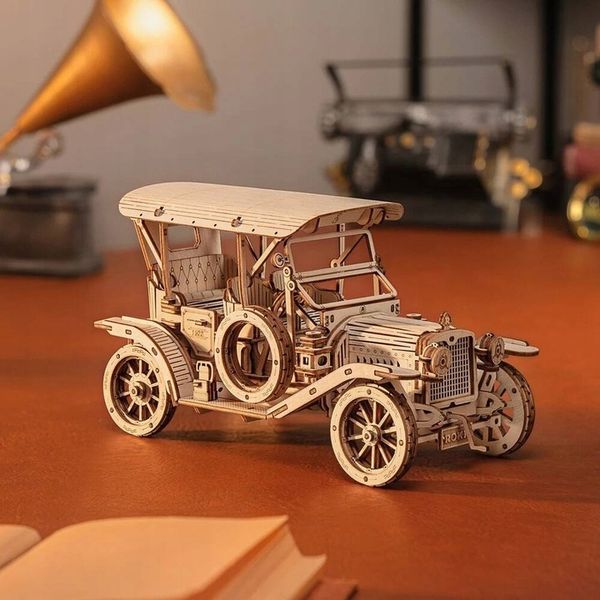 ROBOTIME Drewniane Puzzle Model 3D DIY - Zabytkowe Auto Samochód zdjęcie 13