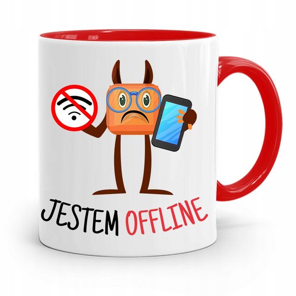 Kubek Czerwony Informatyka Programisty Offline Z Nadrukiem Ze Zdjęciem zdjęcie 1