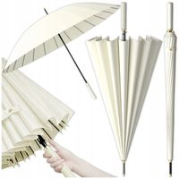 DUŻY PARASOL AUTOMATYCZNY XL DAMSKI ELEGANCKI ECRU PARASOLKA PÓŁAUTOMAT