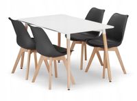 Zestaw do jadalni stół biały 80x120 cm + 4 czarne krzesła do kuchni