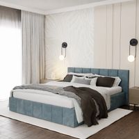 ŁÓŻKO TAPICEROWANE DO SYPIALNI 160x200 ŁÓŻKO PREMIUM Z POJEMNIKIEM MORSKIE