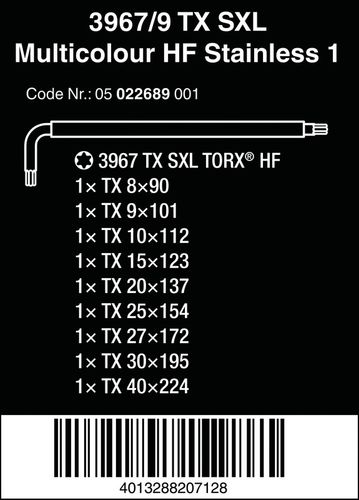 zestaw kluczy trzpieniowych torx 3967/9 tx sxl multicolour - w05022689001 na Arena.pl