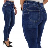 WYGODNE SPODNIE DAMSKIE JEANSOWE Blue Push-Up Plus Size