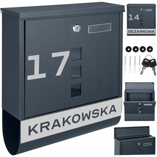 SKRZYNKA POCZTOWA NA LISTY POCZTĘ TUBA NA GAZETY ANTRACYT + NAPIS ADRES na Arena.pl