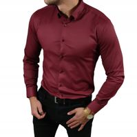 Bordowa koszula męska slim fit elegancka modna biznesowa gładka