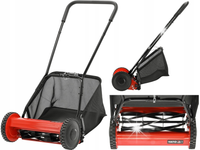 KOSIARKA BĘBNOWA RĘCZNA PCHANA 40CM DO TRAWY Z KOSZEM 27L REGULACJA 17-43MM