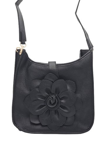 Maxfly - torebka listonoszka skóra ekologiczna kwiat 3D czarny H503 na Arena.pl