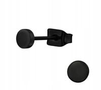 Kolczyk MĘSKI PREZENT PŁASKIE KÓŁKO CZARNE 4 MM z tytanu