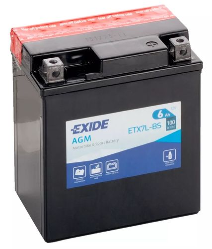 Akumulator motocyklowy EXIDE ETX7L-BS YTX7L-BS 12V 6Ah 100A EN P+ na Arena.pl