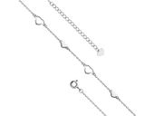 Delikatna rodowana srebrna bransoletka na nogę serca serdyszka heart srebro 925 Z1660X