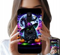 ETUI DO SAMSUNG A6 2018 - CZARNY KOTEK HALLOWEEN SALEM DYNIA WZORY