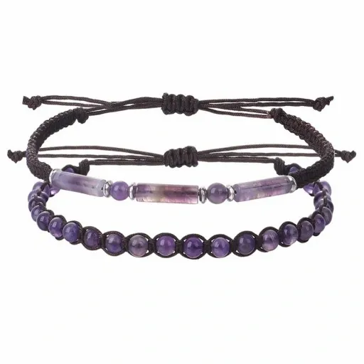 BRANSOLETKA DAMSKA KAMIEŃ AMETYST ZESTAW 2w1 zdjęcie 3