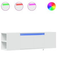 Ścienna szafka TV z LED, biała, 135x31x39,5 cm