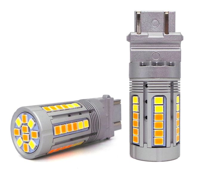 żarówka LED 3157 12-24V P27/7W biało-pomarańczowa bez błędu 100% CANBUS zdjęcie 2