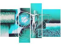 130CM 85 OBRAZ 4 ELEM TAŃCZĄCE POSTACIE NIEBIESKIM ŚCIENNY