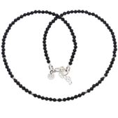 Naszyjnik regulowany - Turmalin czarny fasetowane kulki i srebro