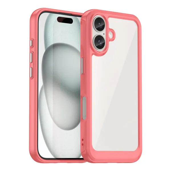 etui outer space case z żelową ramką do iphone 16 plus - czerwone zdjęcie 1