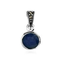 srebrny wisiorek z naturalnym szafirem i markazytami