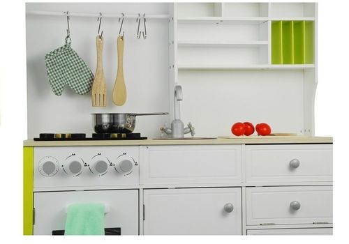Drewniana Kuchnia Dla Dzieci Zielono Biała Paula Otwierane Elementy na Arena.pl