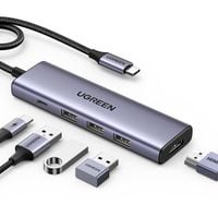 5w1 hub adapter usb-c - usb-c pd / hdmi / 3x usb-a 3.0 - szary