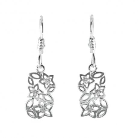SREBRNE WISZĄCE KOLCZYKI W AŻUROWY WZÓR KWIATKÓW NA BIGLU SREBRO PRÓBY 925 na Arena.pl