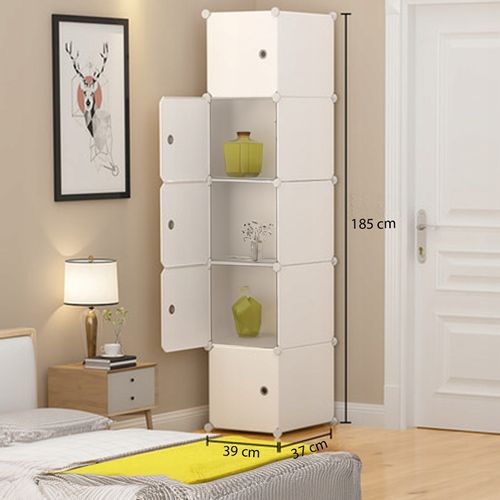 SZAFA MODUŁOWA 5 PÓŁEK REGAŁ SZAFKA SŁUPEK GARDEROBA UBRANIOWA BIAŁA na Arena.pl