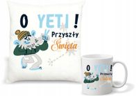 Zestaw PODUSZKA i KUBEK z nadrukiem ŚWIĄTECZNY PREZENT z twoim tekstem