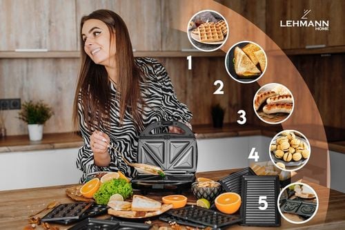 OPIEKACZ GOFROWNICA DO KANAPEK GRILL TORTILA TOST 5W1 OPIEKACZ MOC na Arena.pl